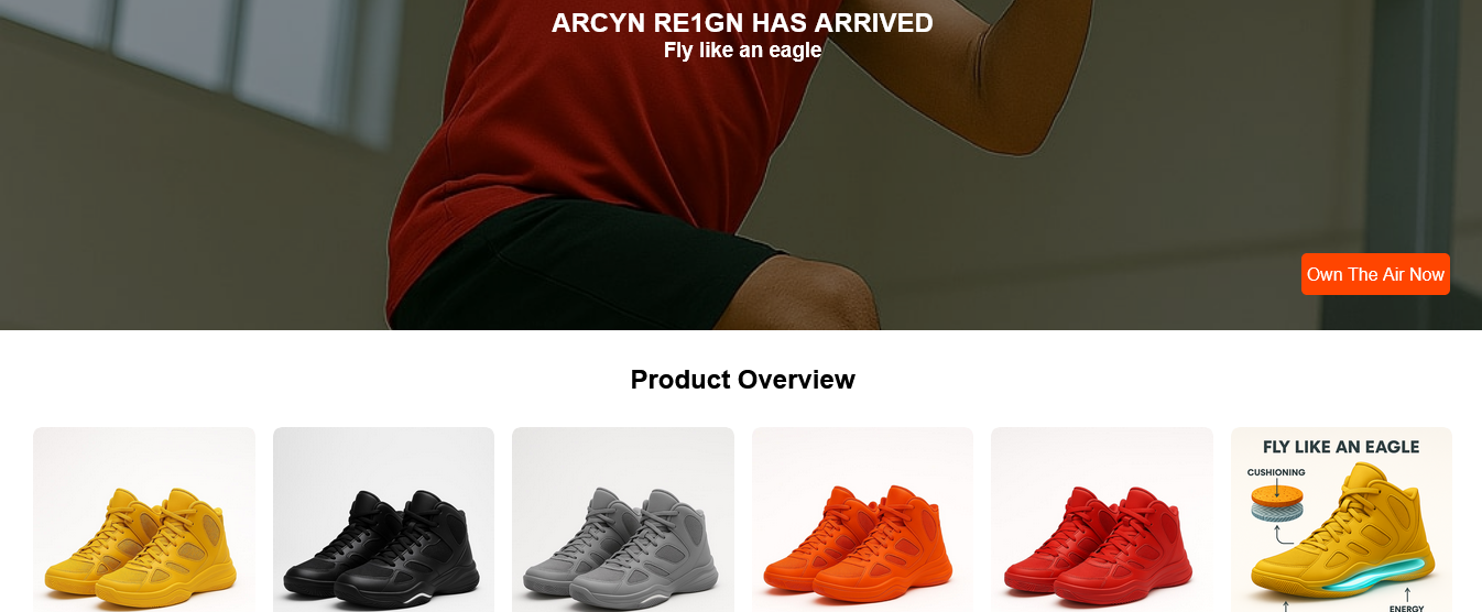 Screenshot of the ARCYN RE1GNS product landing page